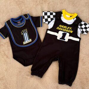 HARLEY DAVIDSON INFANT ONESIE AND OVERALL SIZE 3-6 MONTH